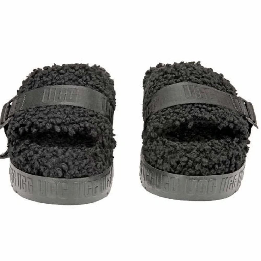 UGG Black Shearling Slide Sandals - Women’s Sz. 9 - Picture 6 of 7